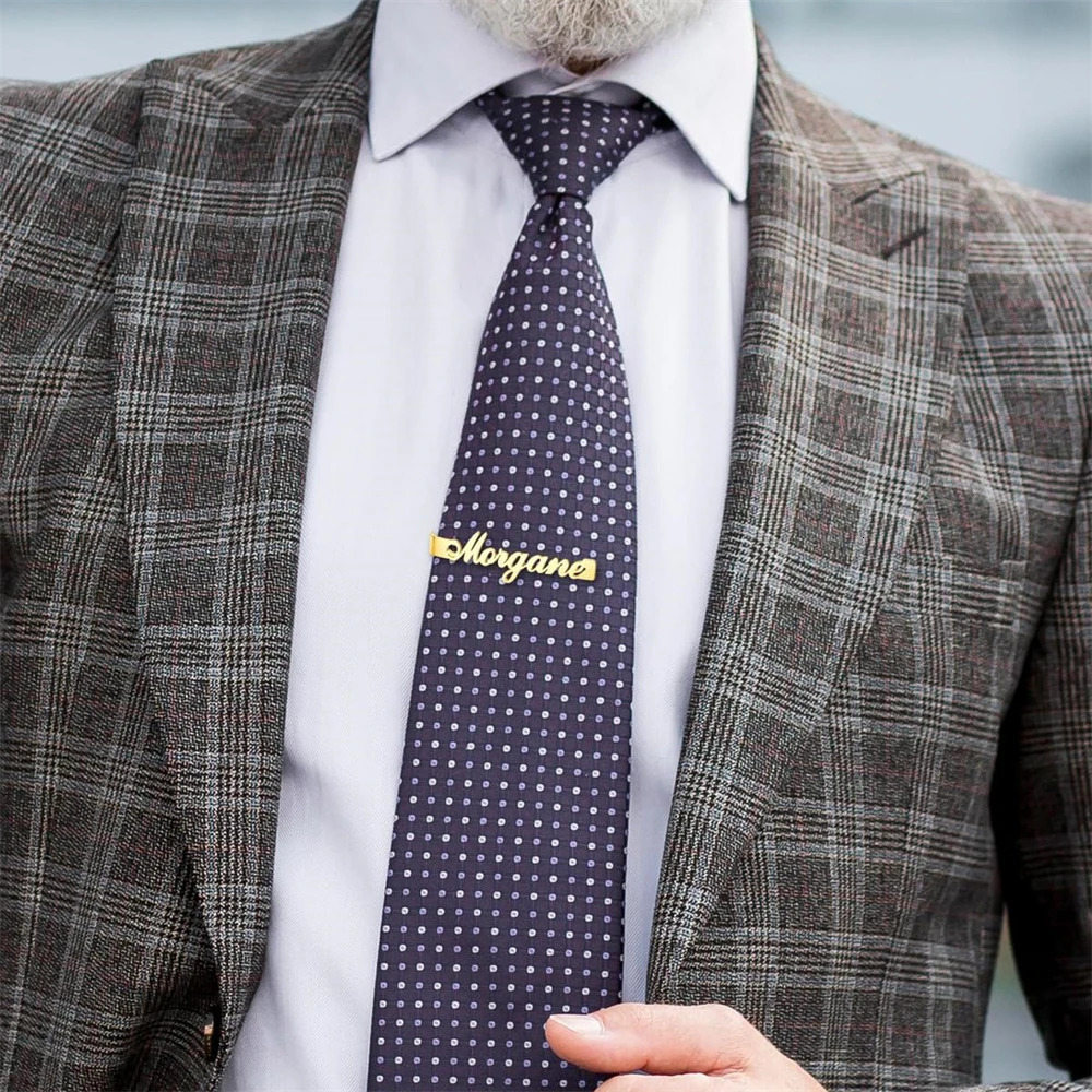 Fathers Name Tie Clip For Men Suit Accessories Personalized Nameplate Tie Clip Custom Husband Jewelry Valentines Day Gift 260403BJ - view 5