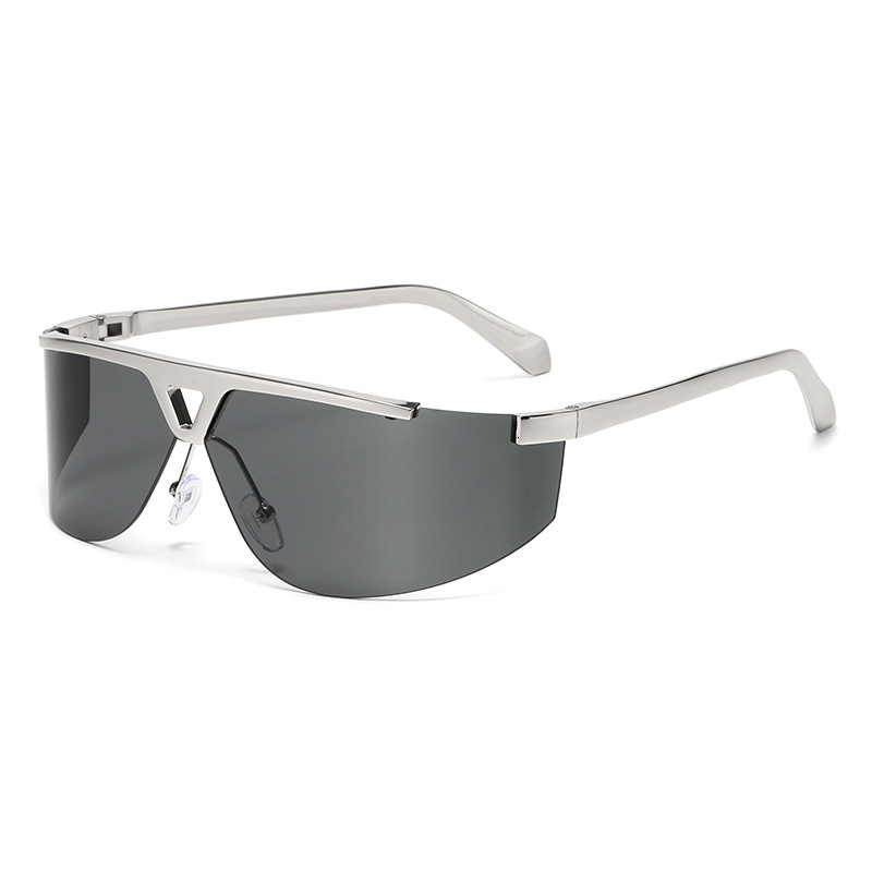 Elite Eyewear Women square High Street Elite Men Women Y2K Frameless Uv400 Sunglasses Glasses Fashion Retro Gray Metal Frame Anti-Ultraviolet - view 5