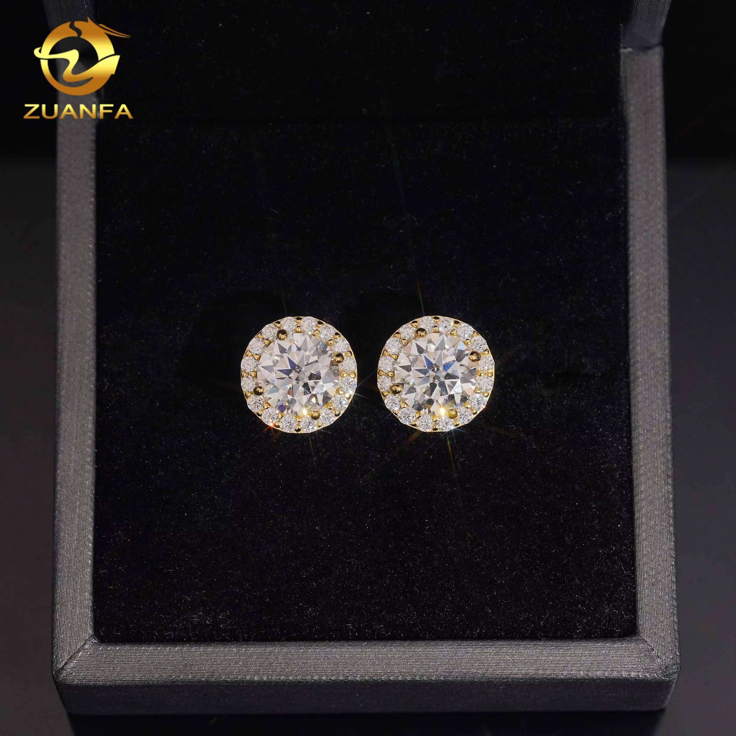 Pass Diamond Tester 8mm Main Diamond Earrings Screw Back Hip Hop Jewelry VVS Moissanite 925 Silver Iced Out Stud Earrings