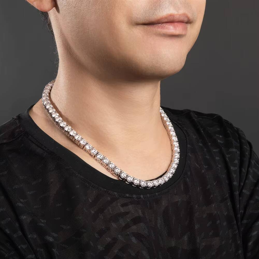 1 Ct Moissanite Tennis Necklace in 925 Sterling Silver Luxury Fashion Style for North American Live Commerce Drop