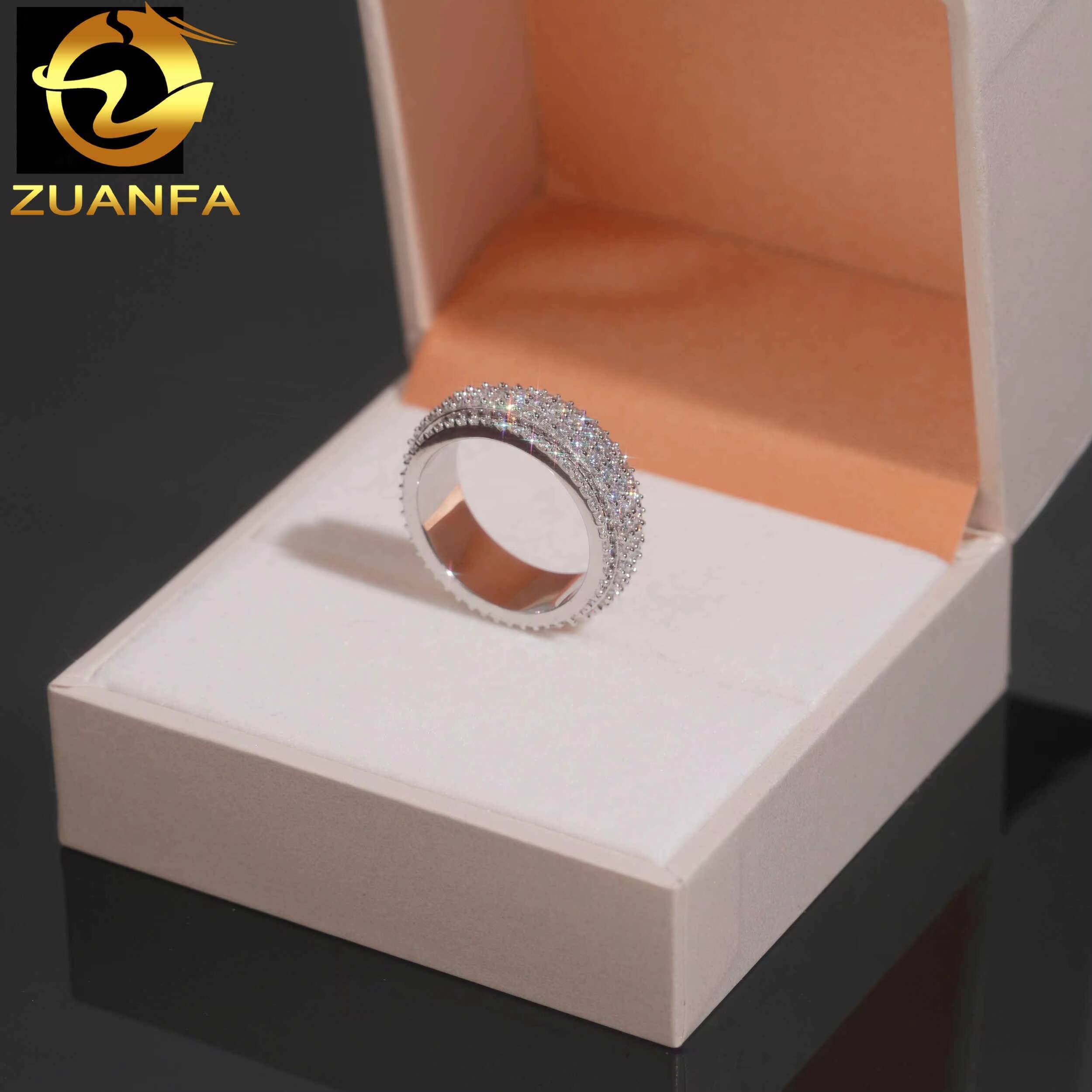 Custom Pass Diamond Tester Sterling Silver 925 Iced Out Hip Hop Mens VVS Moissanite Diamond Ring for Men