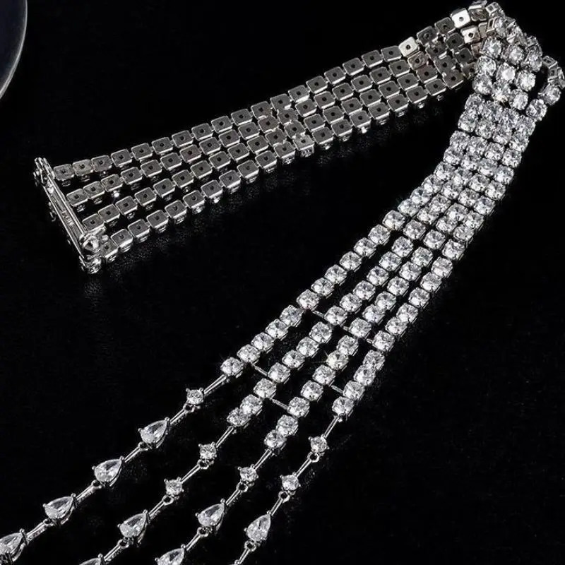 Light Luxury Exquisite Crystal Meteor Long Tassel Brooch Pin For Women Fashion Shoulder Chain Jewelry Party Gifts 260403BJ - view 5