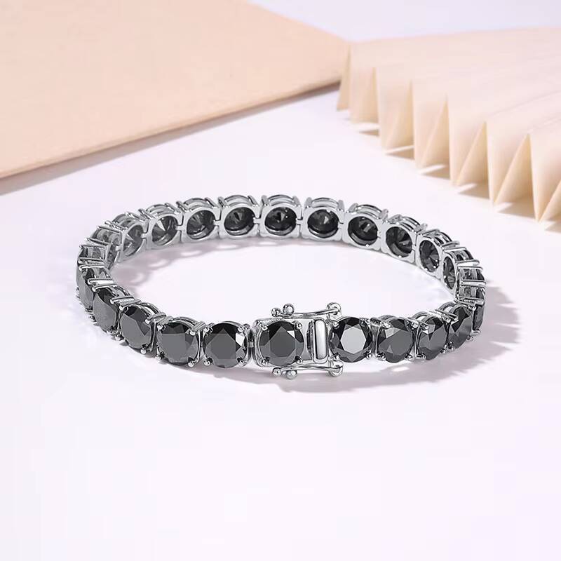 PYQ Custom Fine Jewelry 3/4/5/65mm VVS Moissanite Tennis Chain Bracelets 925 Sterling Silver Black Moissanite Tennis Bracelet