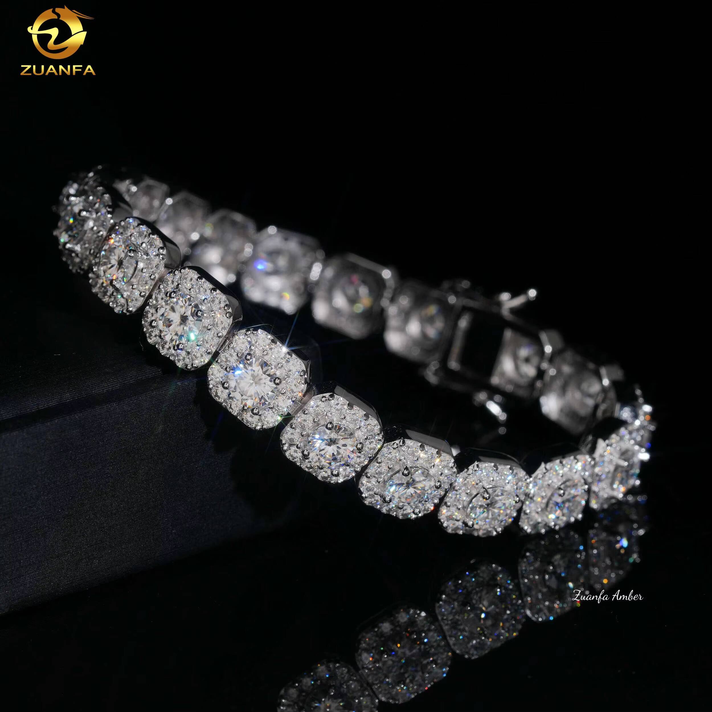 Vintage Rapper Jewelry 10mm Hip Hop Jewelry Iced Out Moissanite Cuban Bracelet 925 Silver Moissanite Cuban Link Bracelet