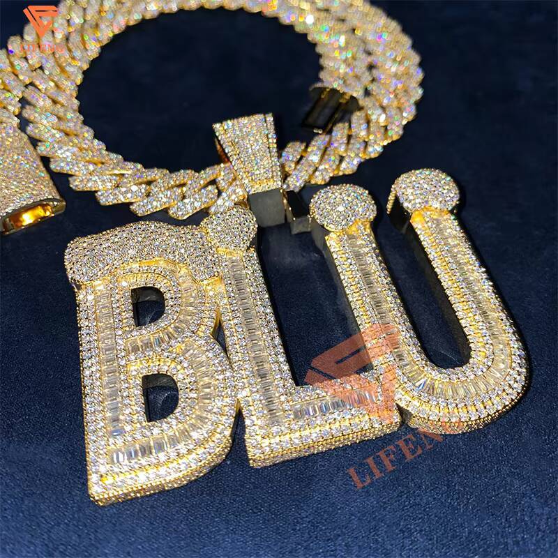 100 Pass Diamond Tester 18mm S925 Sterling Silver Iced 3Rows VVS Mens Hiphop Necklace Cuban Link Chain Mens Hiphop Necklace