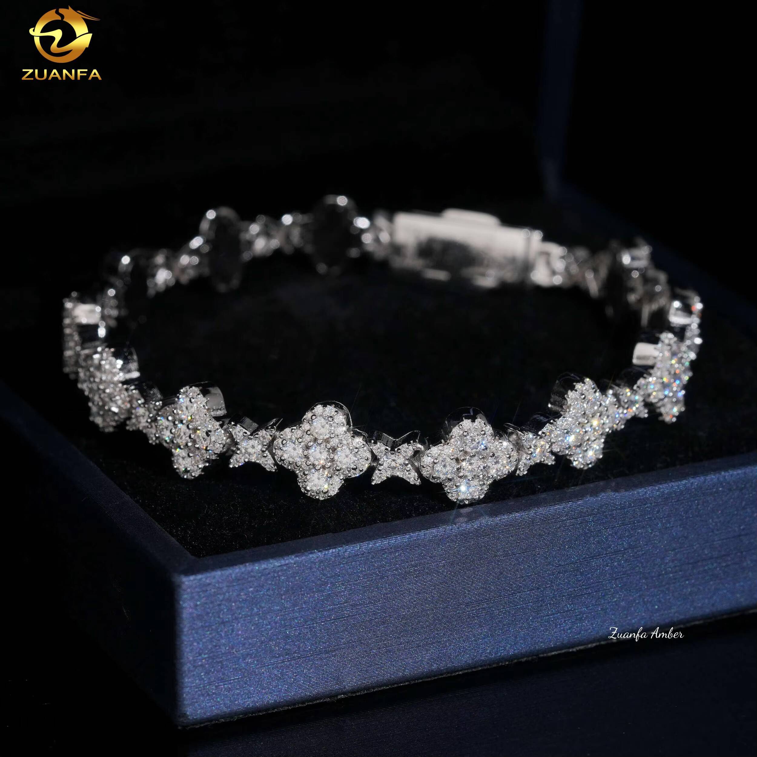 Vintage Cuban Bracelet Pass Diamond Test VVS Moissanite 925 Sterling Silver Gold Plated Iced Out Hip Hop Linked Men Bracelet