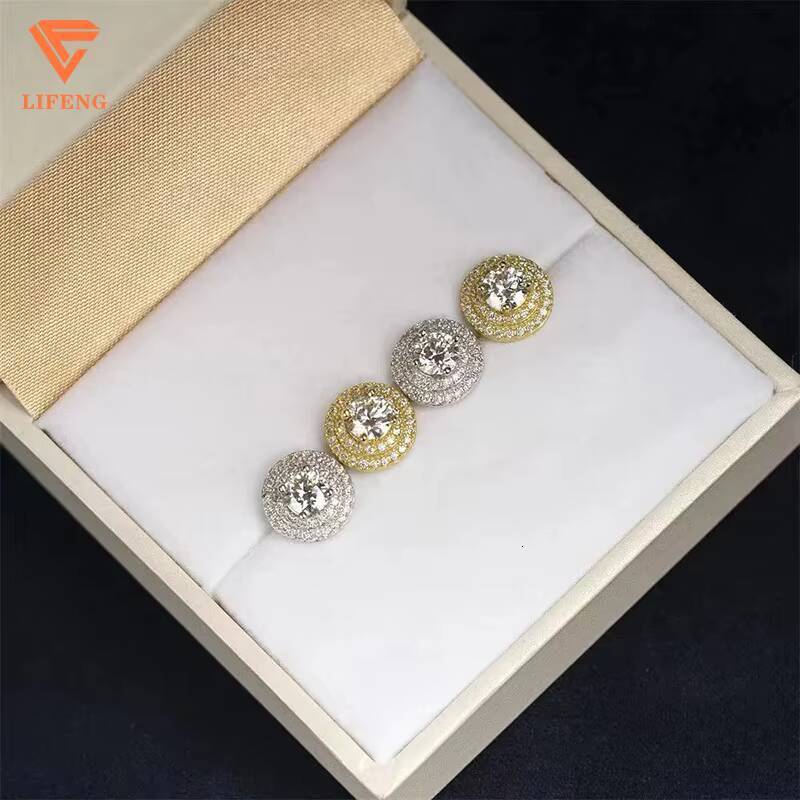 Fashion Newest Desig Hip Hop Jewelry 925 Silver Earring VVS Moissanite Diamond Gold Plating Earrings