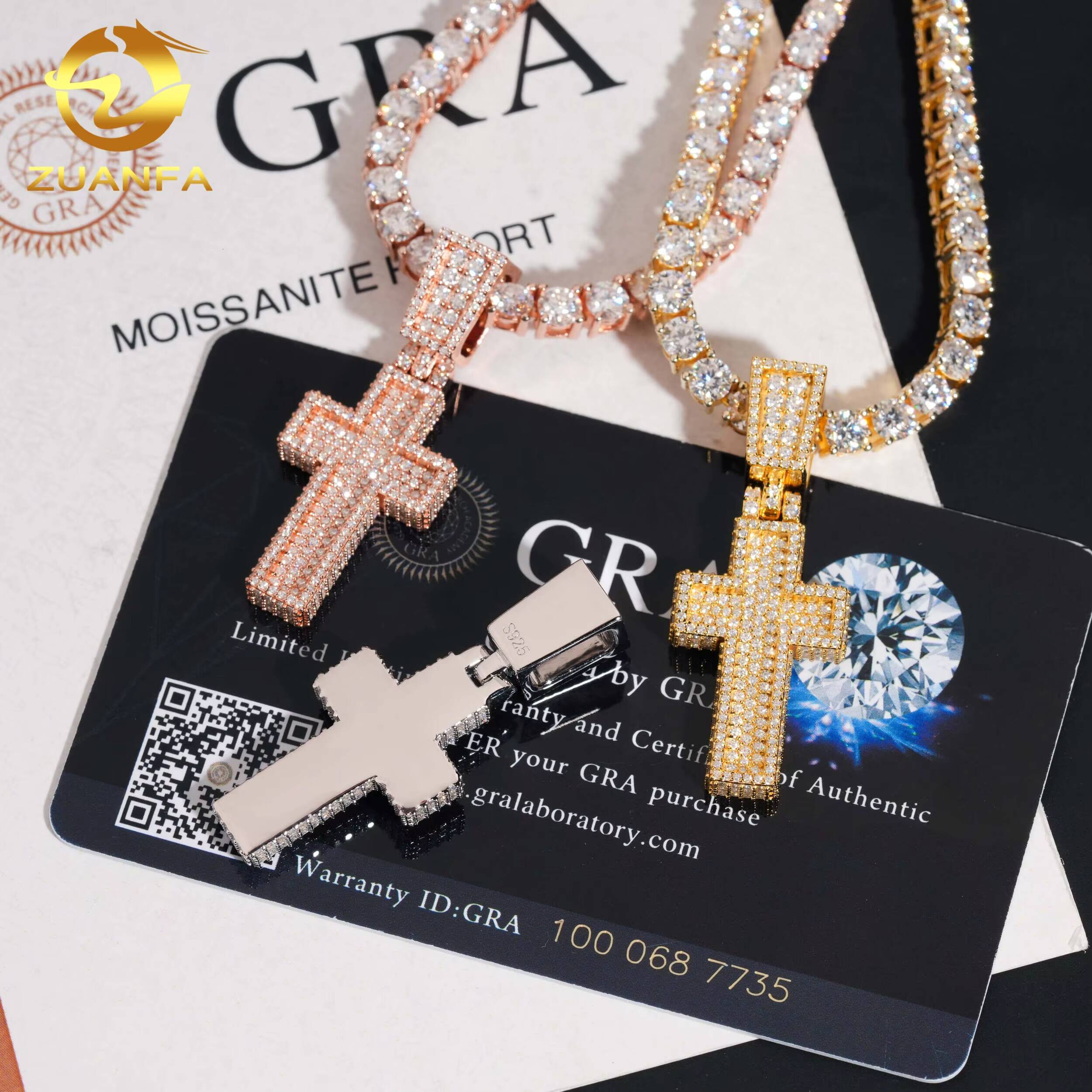Solid Back Moissanite Chain Pendant Custom Hip Hop Pendant Moissanite Religious Jewelry Custom Moissanite Pendant Men
