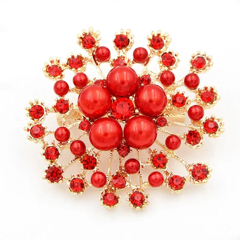 Wulibaby Grey Pearl Snowflake Brooches For Women Unisex Big Party Casual Brooch Pins Gifts 260403BJ - view 6