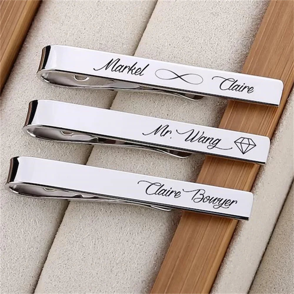 Stainless Steel Customized Name Tie Clip For Men Personalized Custom Engraving Names Accessories Jewelry Valentiness Gifts 260403BJ