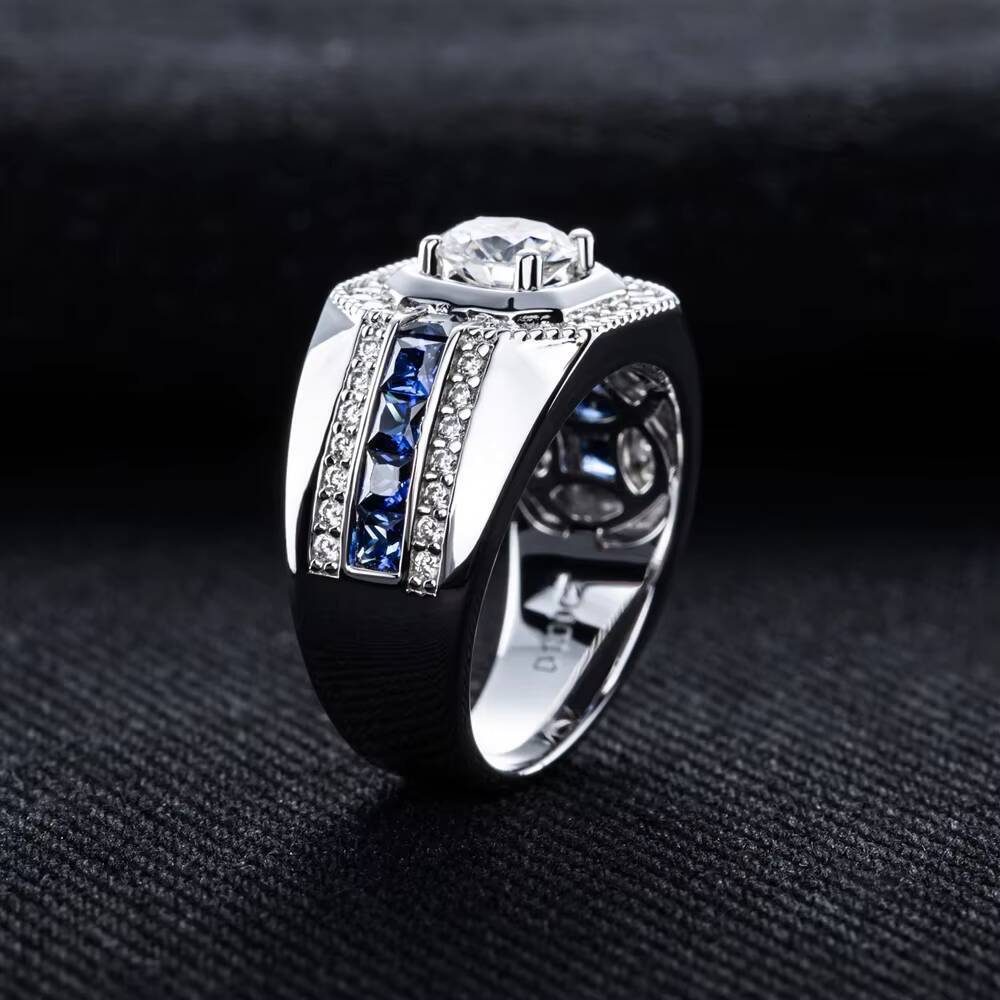 925 Sterling Silver Diamond-set Moissanite Mens Ring High-End Design Engagement Band Factory Direct Wholesale