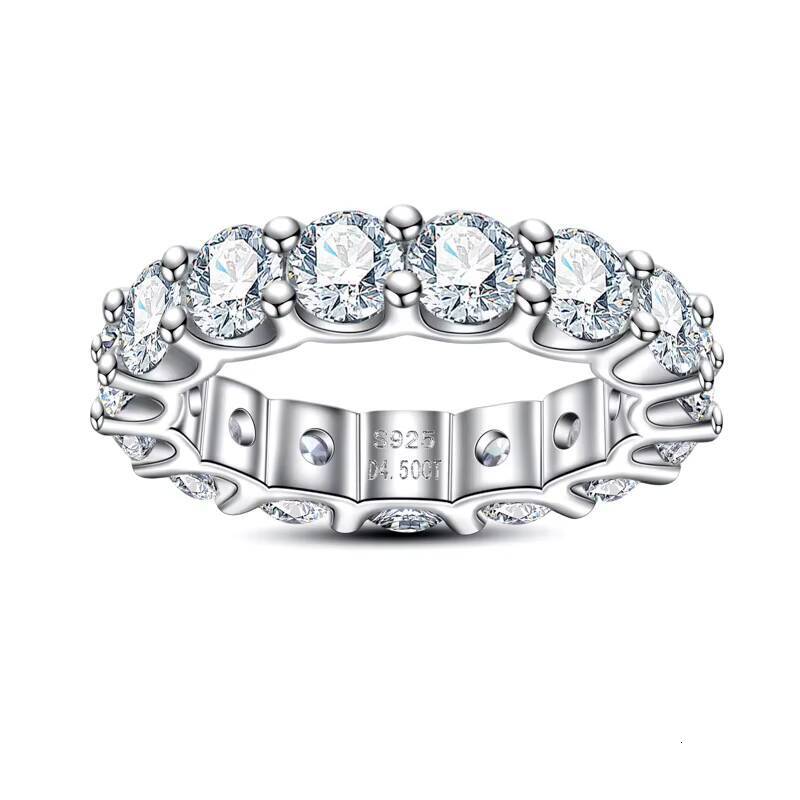 PYQ 04 Ct 45mm Full Eternity Moissanite Band 925 Sterling Silver 18K Gold Plated Light Luxury Unisex Ring