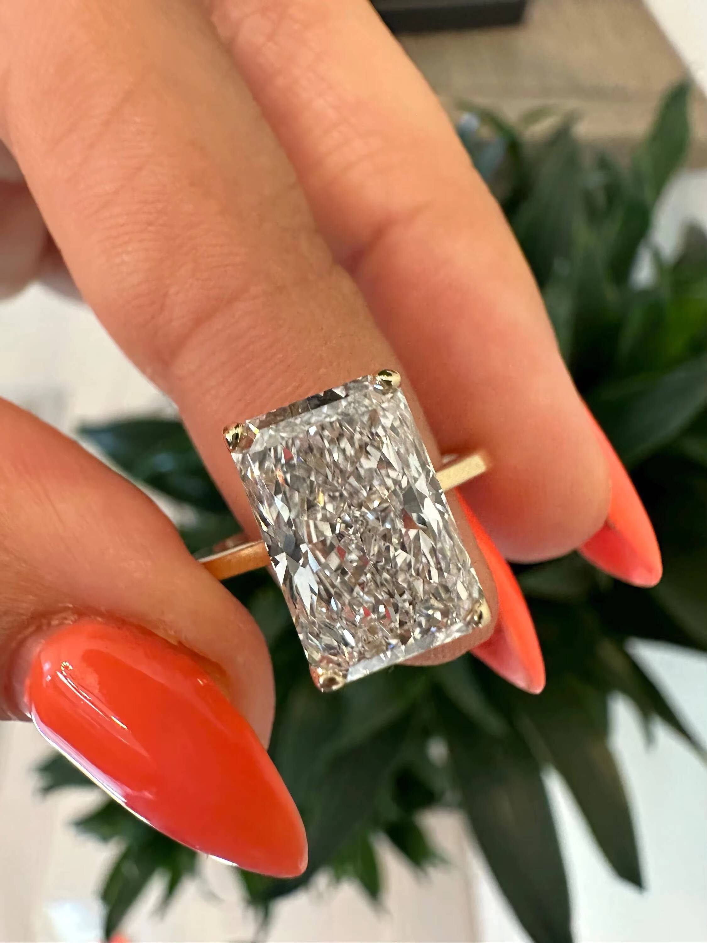 Exclusive 4 Ct radiant cut lab grown diamond engagement ring 925 silver custom design direct manufacturer supplier