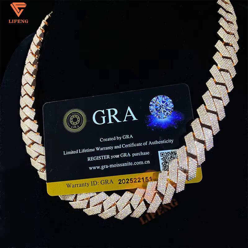 15mm Miami Iced Out Cuban Link Chain Custom Name Lock With Clasp Moissanite in 925 Silver Jewelry for Rapper Bracelets Necklace