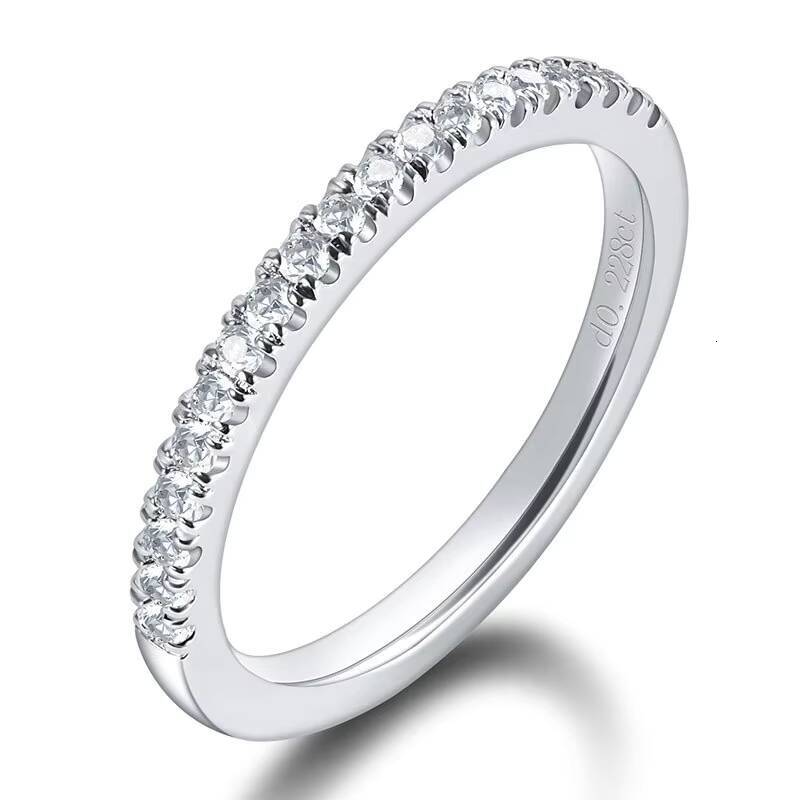 D Color Half Eternity Moissanite Band 14mm S925 Silver Stackable Pinky Ring Minimalist Indie Style Wholesale