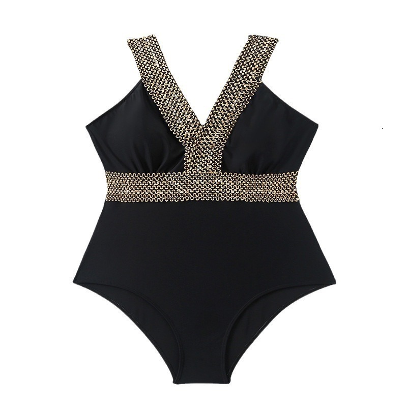 New Style Patchwork Slimming Plus Size One-Piece Swimsuit For Women Beach Bikini For Plus Size Ladies