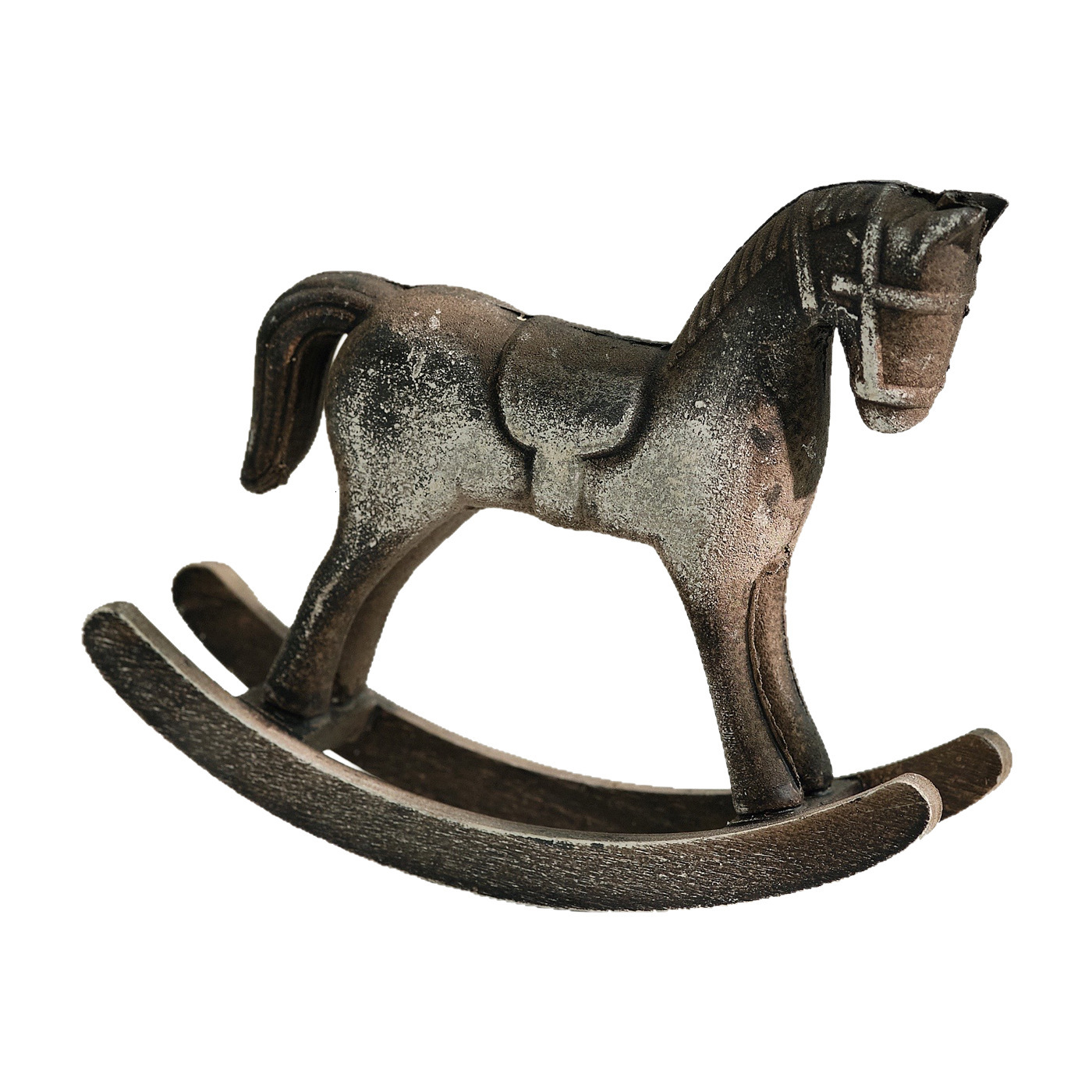 Home Decor Ornament Rocking Horse Wooden Craft Vintage Distressed Nordic Retro Living Room Desktop Decoration Home Bar