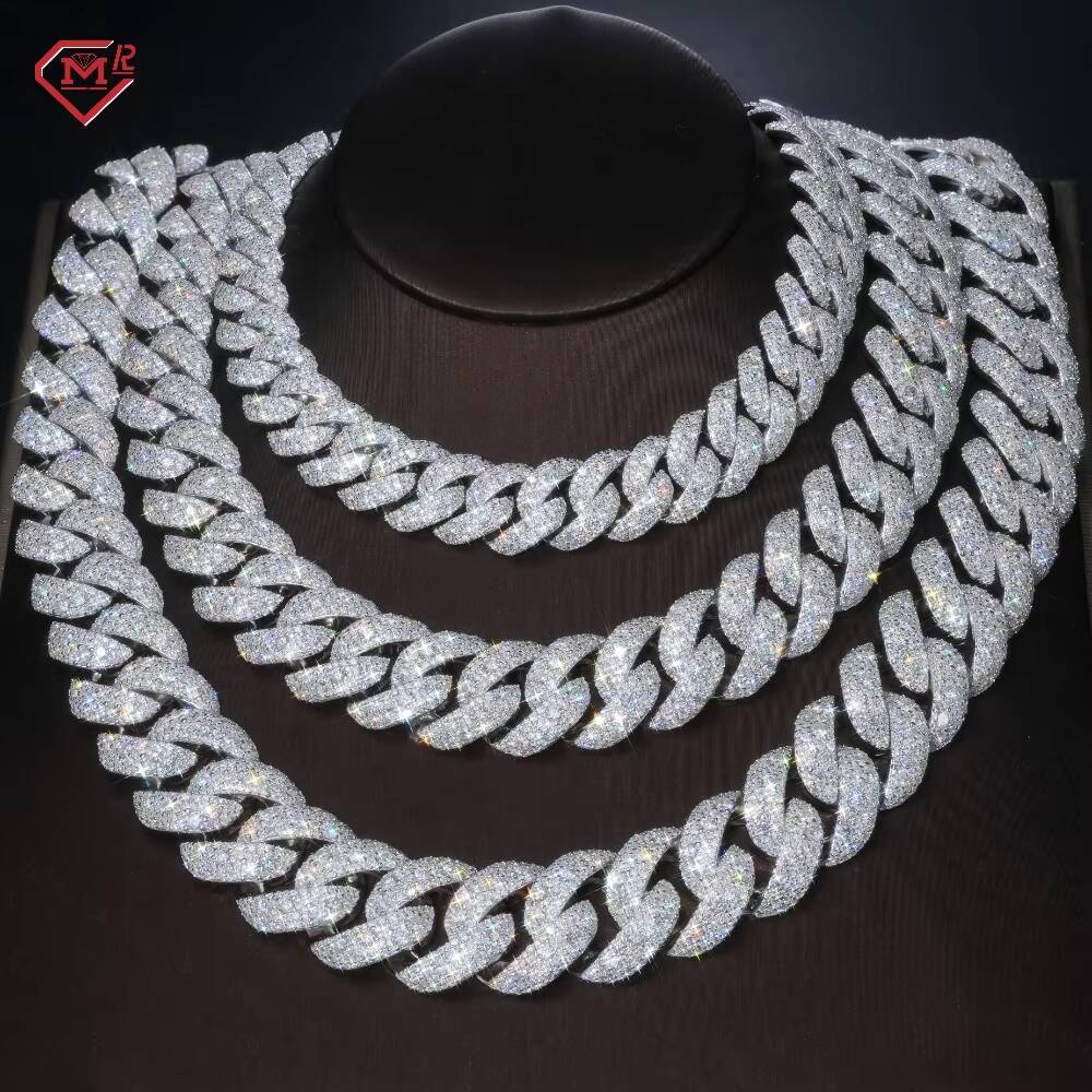 Stock 14MM 18MM 20MM Moissanite Cuban Necklaces Hiphop Jewelry 925 Silver Moissanite Cuban Link Chain