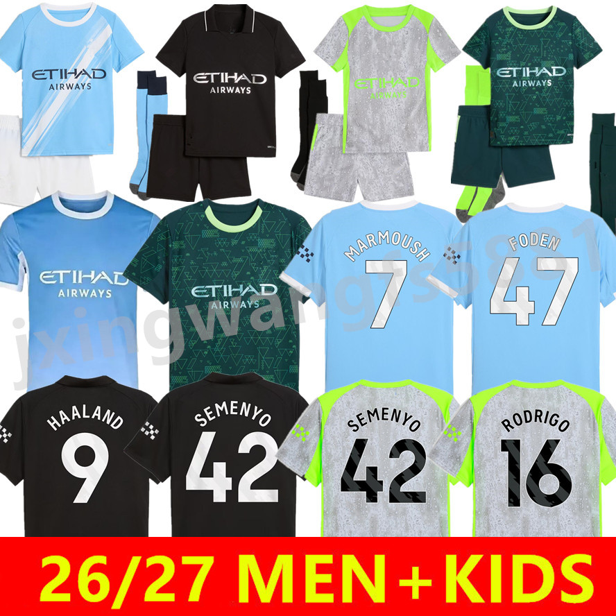 2026 2027 HAALAND MARMOUSH SOCCER JERSEY GREALISH MAN CITIES ALVAREZ 25 26 27 player fans FODEN football shirt men kids kit