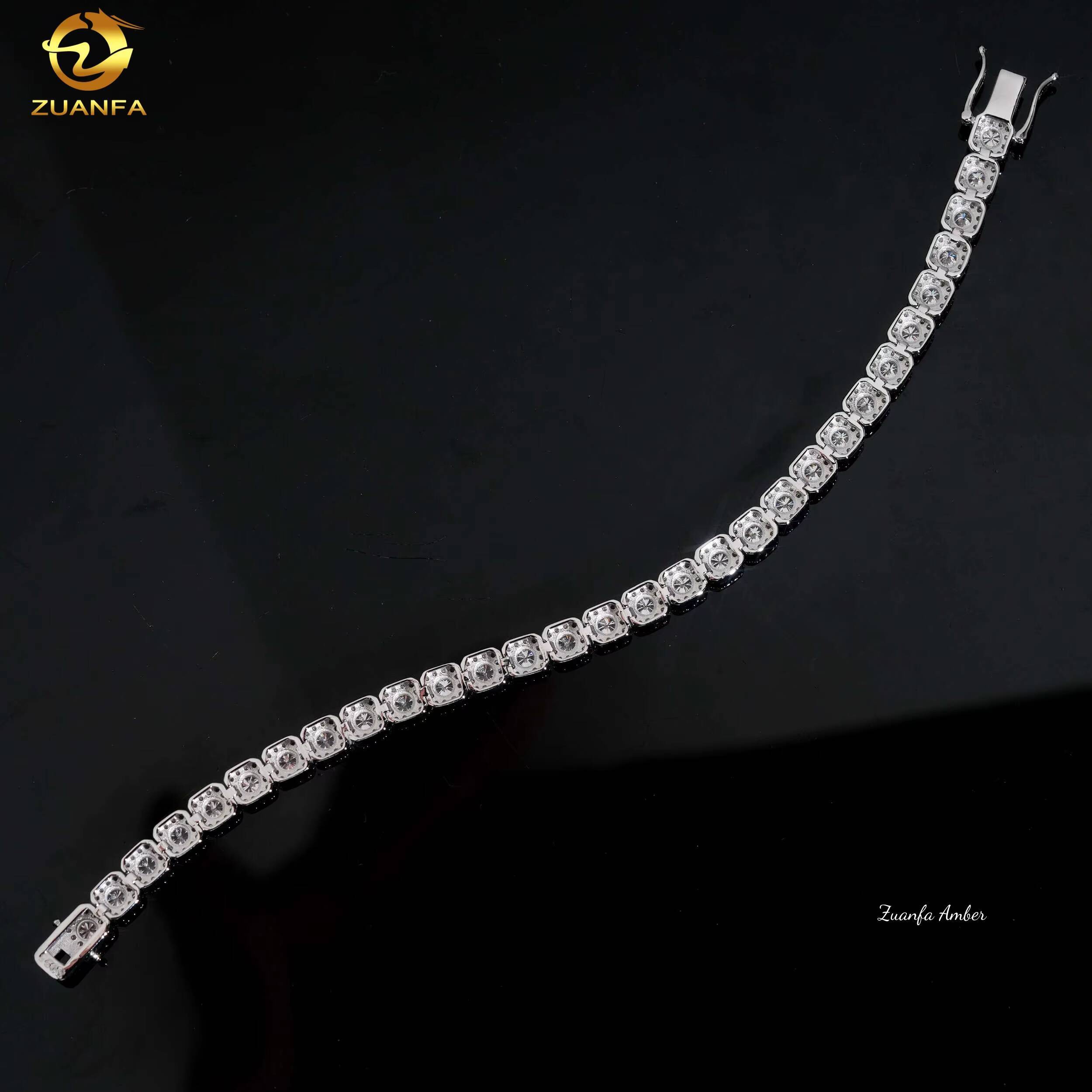Vintage Cluster Bracelet Pass Diamond Test VVS Moissanite 925 Sterling Silver Gold Plated Iced Out Hip Hop Linked Men Bracelet
