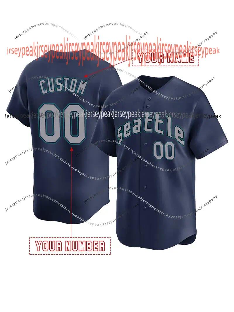 2024 Custom Ken Griffey Jr 44 Julio Rodriguez Baseball Jerseys JP Crawford Edgar Martinez Suzuki Ichiro Jarred Kelenic Kolten Wong Matt Brash City Con