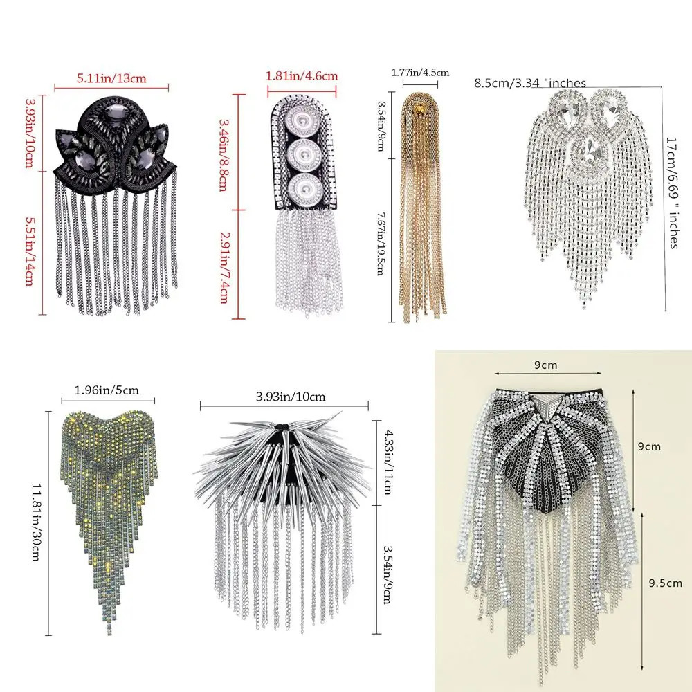 Brooch Pin Bead Long Tassel Chain Classical Electroplating Decor DIY Men Women Epaulette Shoulder Jewelry Clothing Accessories 260403BJ - view 7