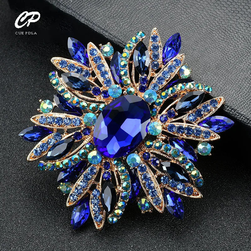 European And American Brooch Trend Style Alloy Metal Pearl Rhinestone Flower Drip Oil Brooch Womens Corsage 260403BJ