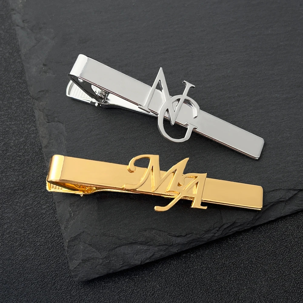 Customized Name Initial Tie Clip Personalized Mens Stainless Steel Tie Clip Wedding Jewelry Tie Accessories Mens Gift 260403BJ - view 5