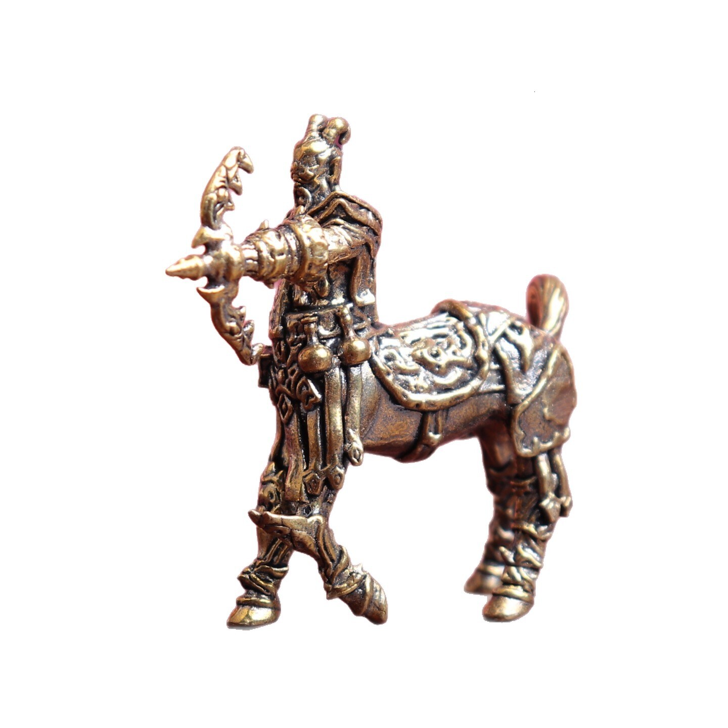 Ornament Pure Brass Centaur Figurine Human Body Horse Tail Vintage Craft Sagittarius Decor Office Desktop Tea Pet