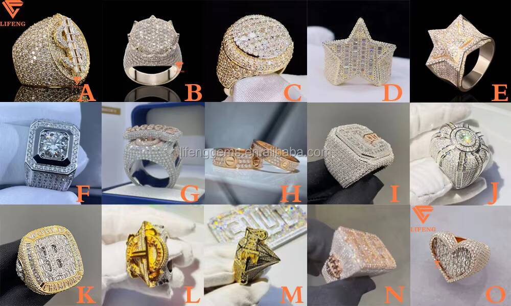 Lifeng Jewelry Classic Moissanite Iced Out Ring Moissanite 925 Sterling Silver Hip Hop Moissanite Custom Love Heart Ring