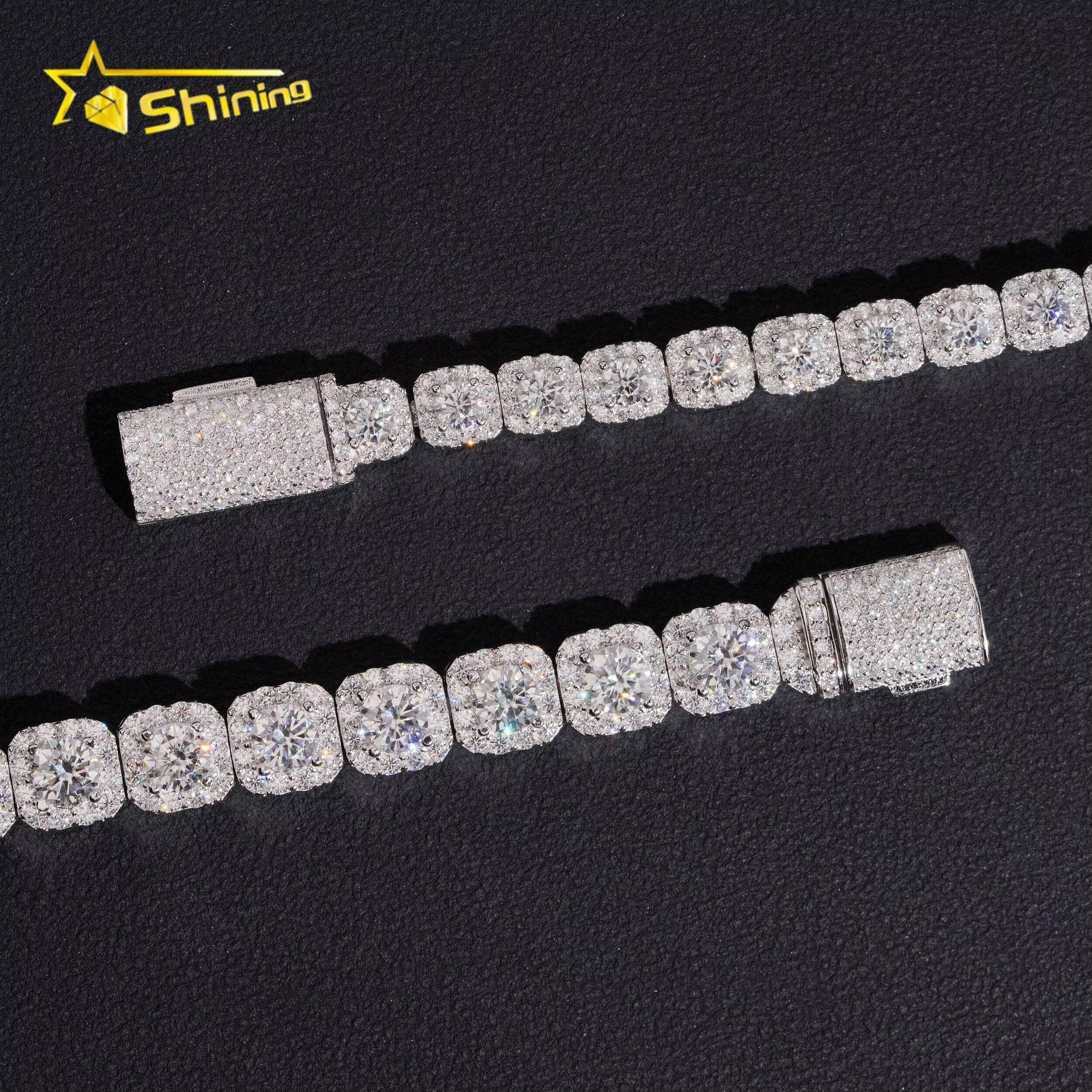 Pass Diamond Tester Hop Jewelry 925 Sterling Silver Iced Out VVS Moissanite 6mm 8mm Cluster Tennis Bracelet