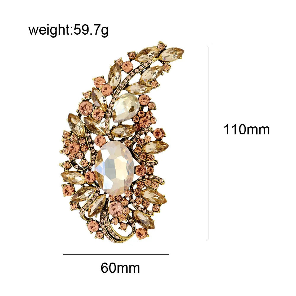 SKEDS Luxury Women Shiny Large Rhinestone Solid Color Brooches Pins Exquisite Crystal Party Banquet Jewelry Badges For Lady 260403BJ - view 4