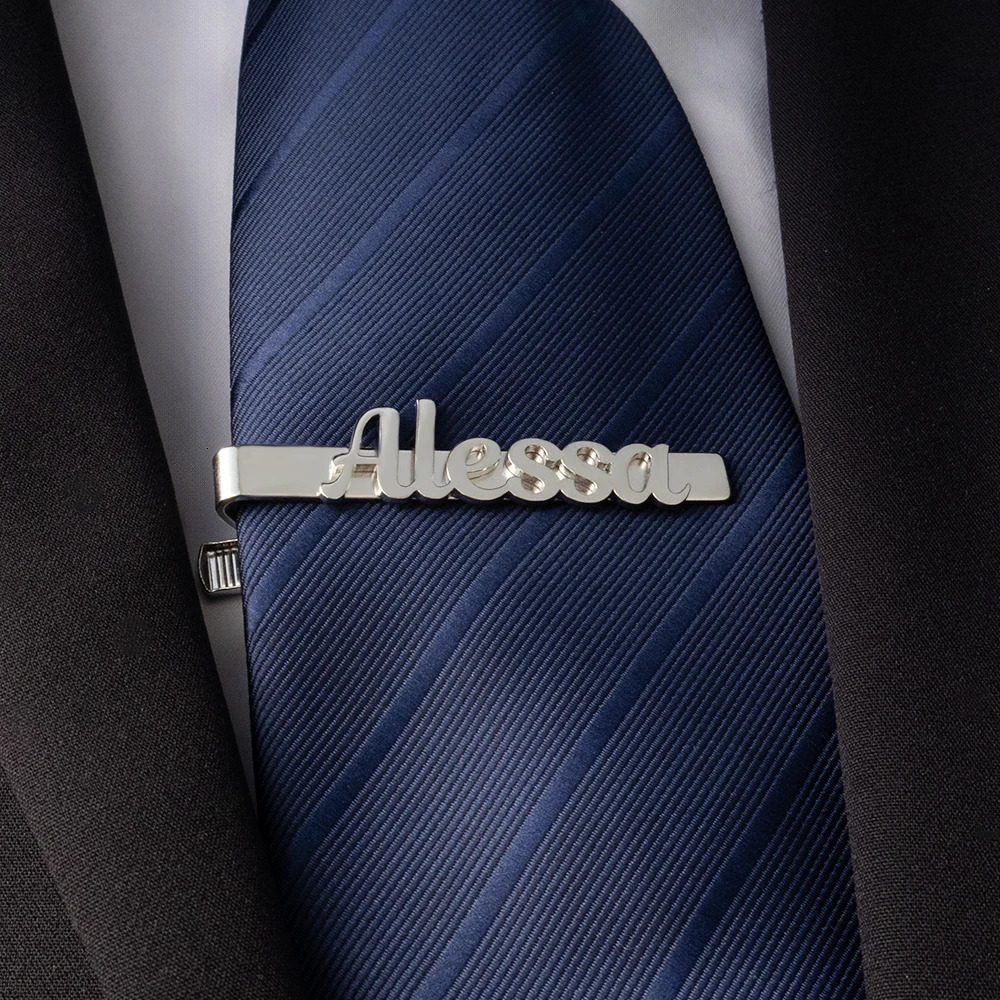 Customized Name Tie Clip Stainless Steel Mens Letter Tie Clip Personalized Groom Wedding Jewelry Man Gift 260403BJ - view 4