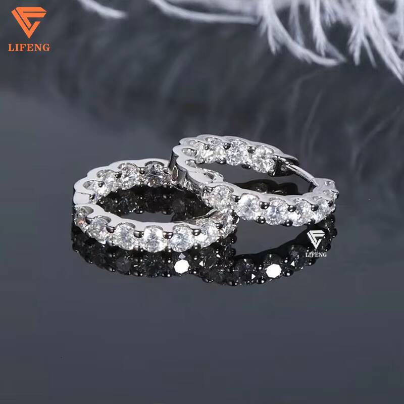 Custom Iced Out Diamond Hoop Earrings 925 Sterling Silver VVS Moissanite Earrings Wholesale Bulk Elegant Womens Fashion Jewelry