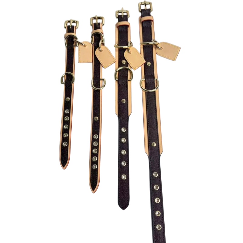 Designer Luxury Genuine Leather Dog Collar Adjustable Soft Puppy Collar With Gift Box For Small Medium Dogs 10A Wholesale