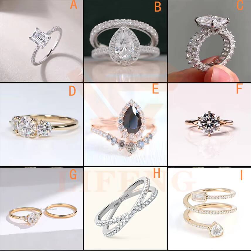 Eternity Handmade Jewelry White Gold Moissanite 925 Silver Rings 14K Round Brilliant Diamond Engagement Ring Women