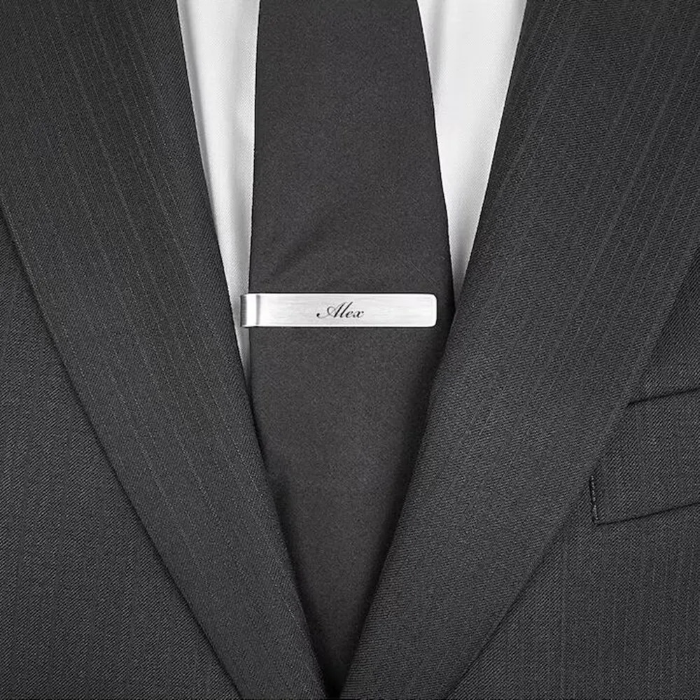 Personalized Name Tie Clips Mens Stainless Steel Custom Tie Bar Boyfriend Jewelry Groomsmen Gift Engraved Tie Clip For Dad 260403BJ - view 7