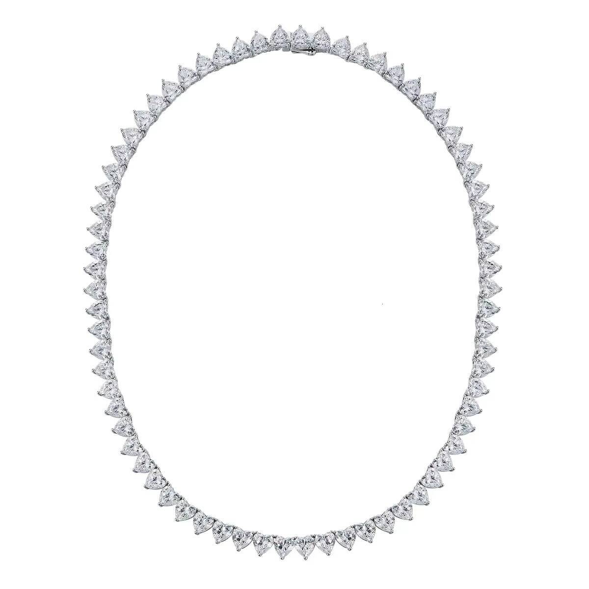Custom Heart Cut Moissanite Tennis Necklace VVS D GRA Certified Moissanite Necklace S925 Moissanite Tennis Chain