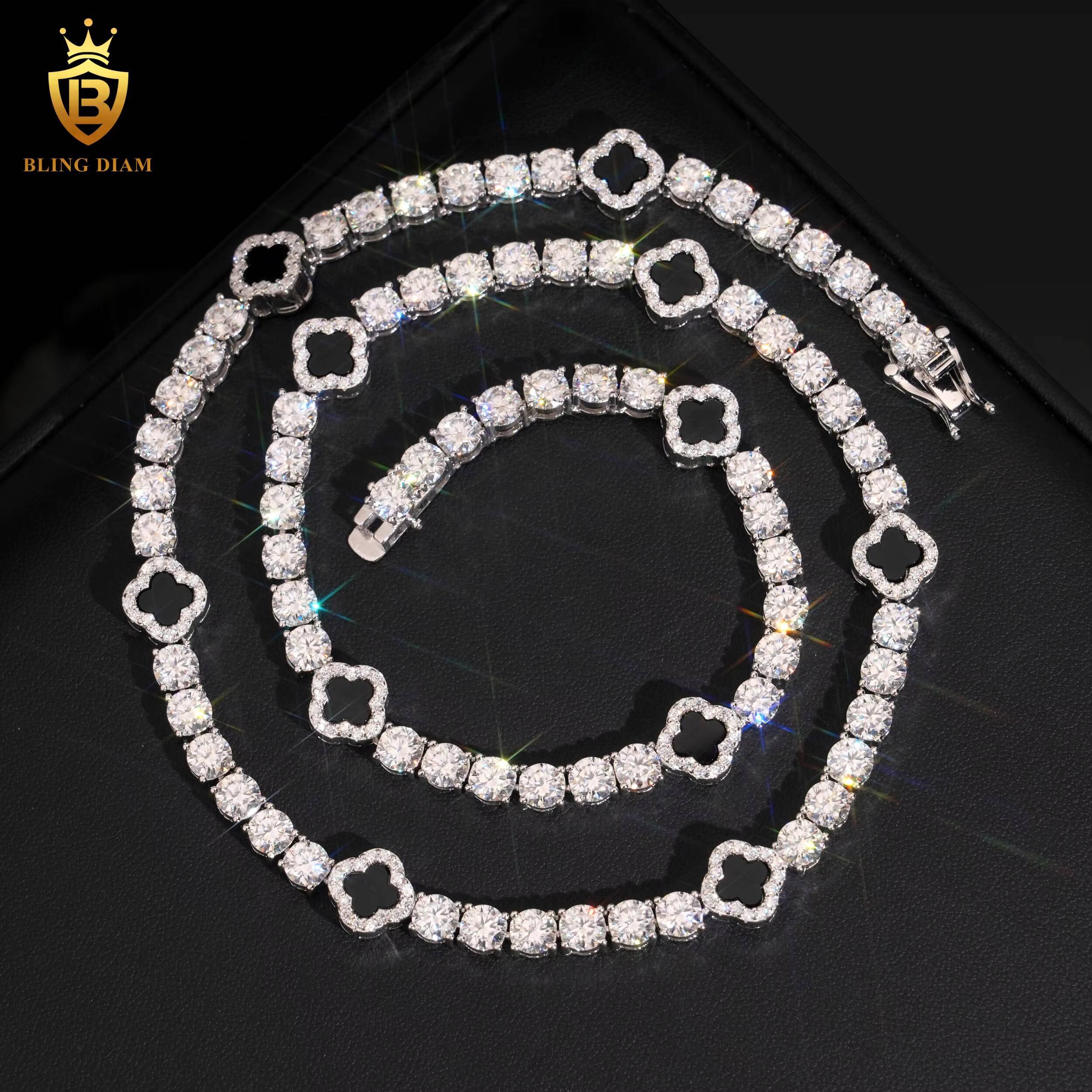 Popular Tennis Bracelets Black Clover 4mm Moissanite Bracelet Tennis 925 Silver Chain Vvs Moissanite Bracelets GRA Men Women