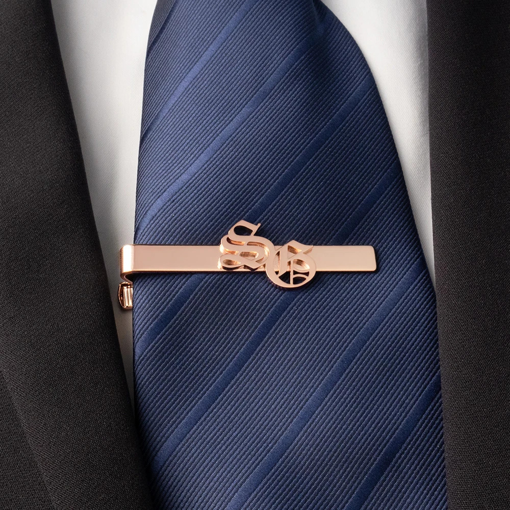 Customized Name Initial Tie Clip Personalized Mens Stainless Steel Tie Clip Wedding Jewelry Tie Accessories Mens Gift 260403BJ - view 3