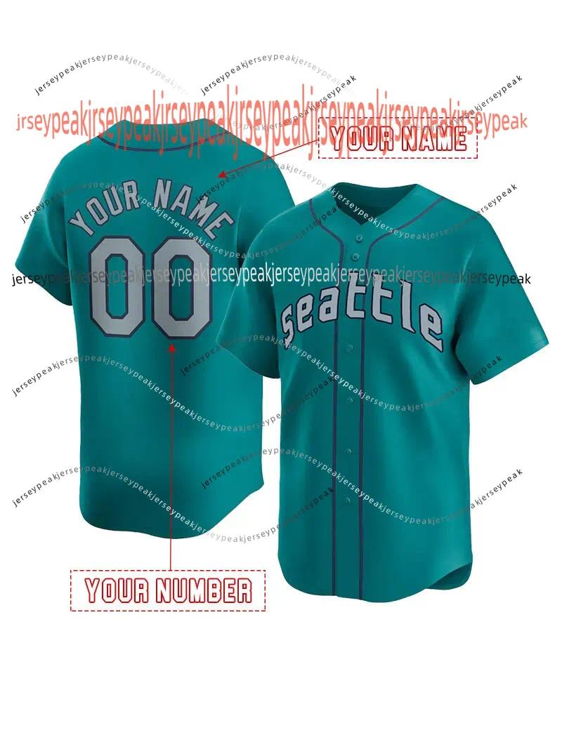 2024 Custom Ken Griffey Jr 44 Julio Rodriguez Baseball Jerseys JP Crawford Edgar Martinez Suzuki Ichiro Jarred Kelenic Kolten Wong Matt Brash City Con