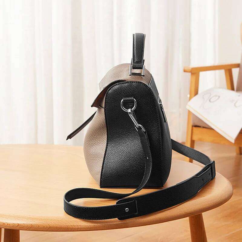 Famous Brand Design Women's Handbag Big 100% Head Layer Cowhide Female Shoulder Panelled Retro Soft Tote Bag