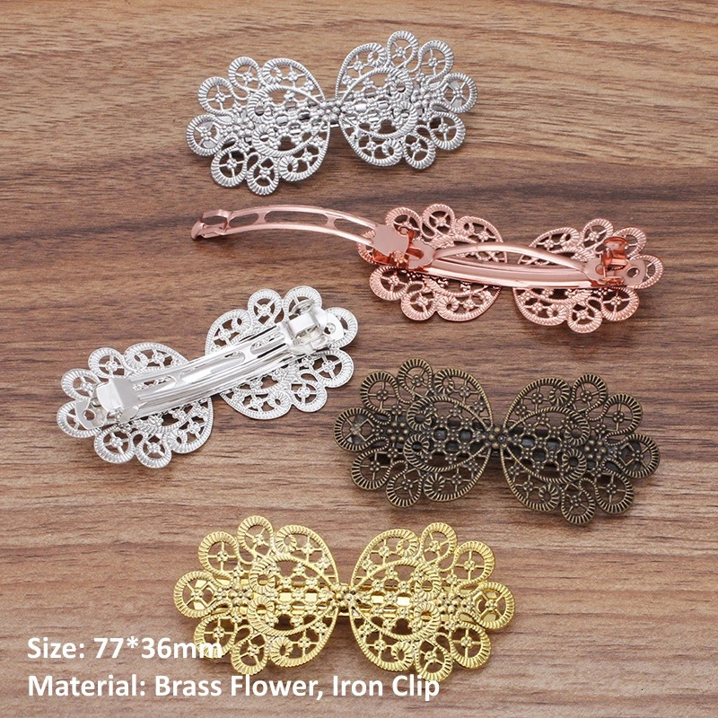 BoYuTe 10 Pieces/Lot Metal Brass Filigree Flower Hairpin Base Women Hair Clips Handmade Materials 260403BJ - view 6