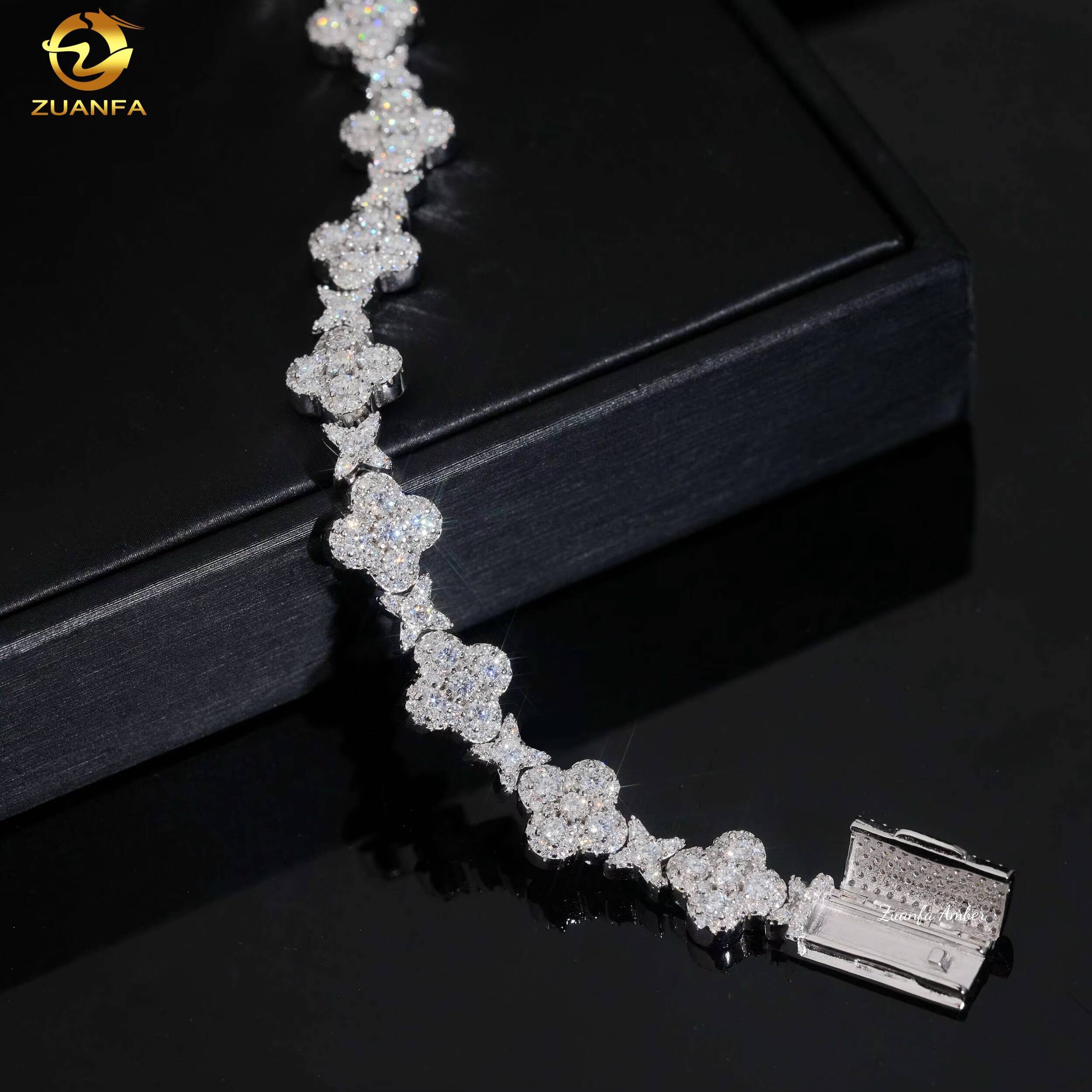 Vintage Cuban Bracelet Pass Diamond Test VVS Moissanite 925 Sterling Silver Gold Plated Iced Out Hip Hop Linked Men Bracelet