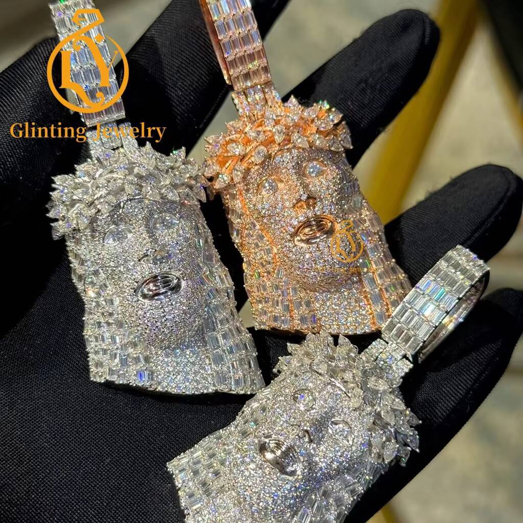 Hot Sale Personalized 3D Design 925 Silver Fine Charms Pendant Rapper Jewelry Moissanite Diamond Custom Name Letter Pendant