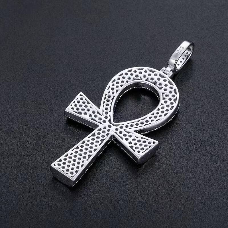 925 Stamp Silver Iced Out Bling Moissanite Diamond Cross Pendant Necklace for Women Prevalent Multi-Size Jewelry