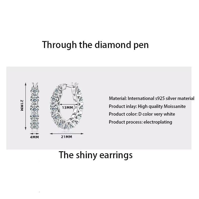 Custom Iced Out Diamond Hoop Earrings 925 Sterling Silver VVS Moissanite Earrings Wholesale Bulk Elegant Womens Fashion Jewelry