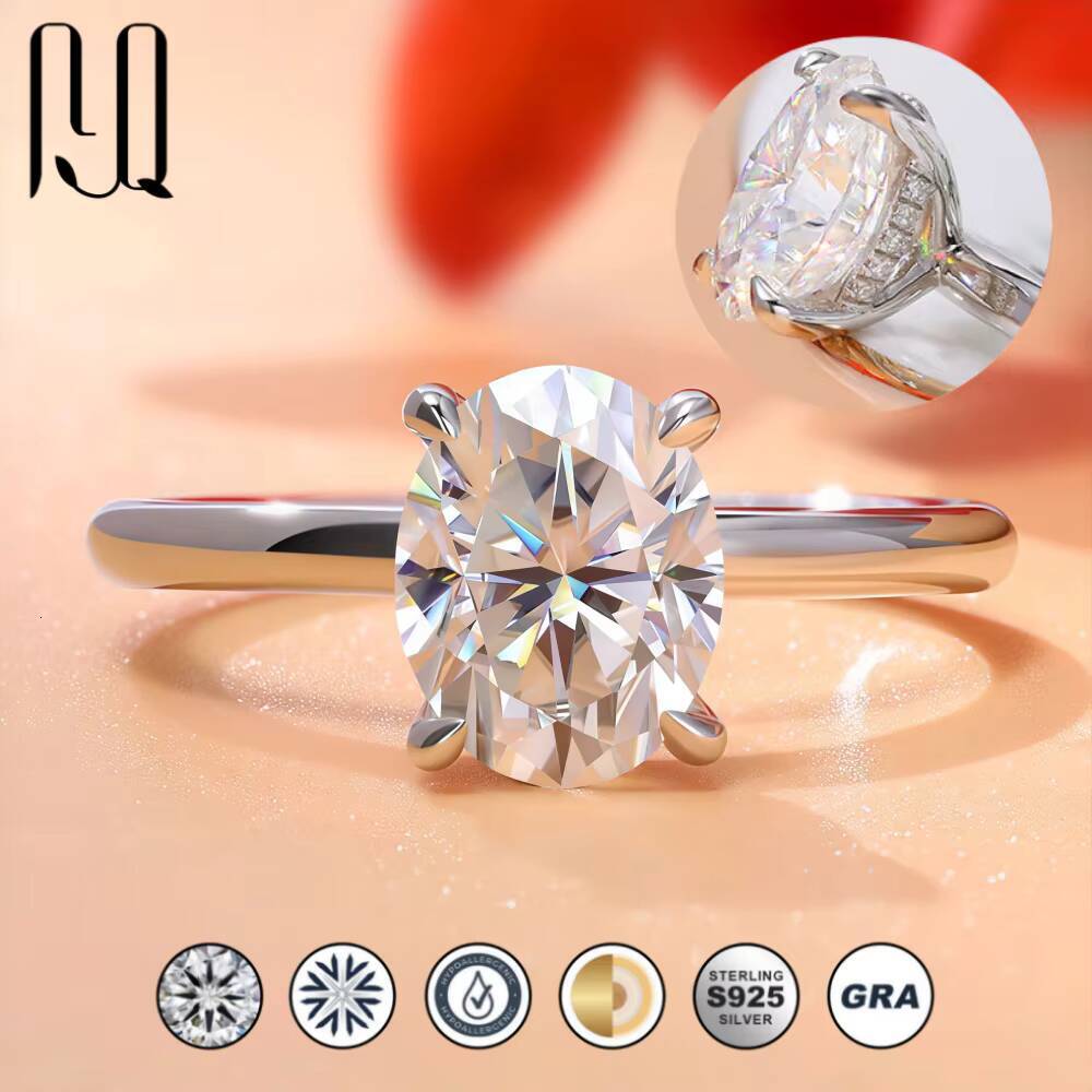 Hidden Halo Oval Moissanite Ring 1/2/3 Ct for Women 925 Sterling Silver Wedding Band Hot Sale Wholesale Dropshipping