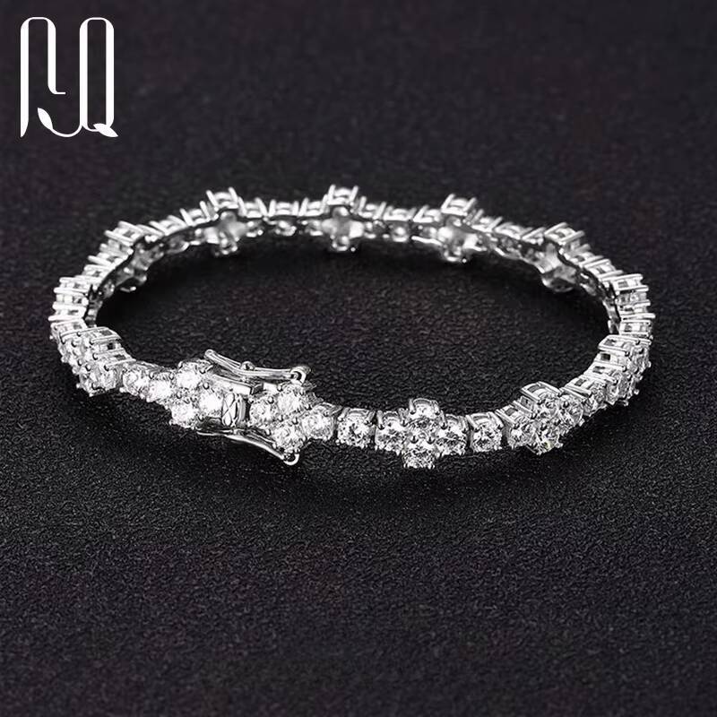PYQ 925 Sterling Silver Diamond Tennis Bracelet 3mm Hip Hop Style VVS Moissanite Cross Bracelet Wholesale Price