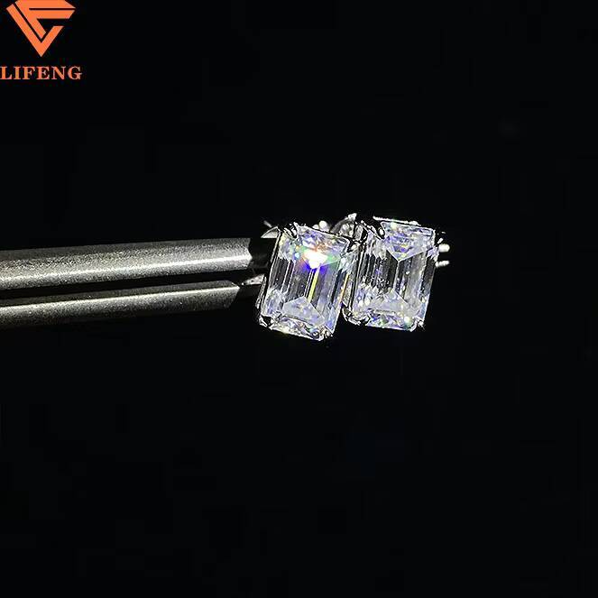 Pass Diamond Tester Moissanite Cube Halo Stud Earrings Luxury 18K White Gold 925 Sterling Silver VVS Mossanite Ear Stud for Men